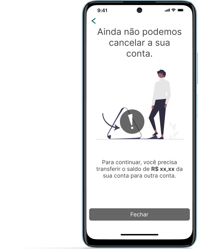 Tela indicando impedimento para encerramento